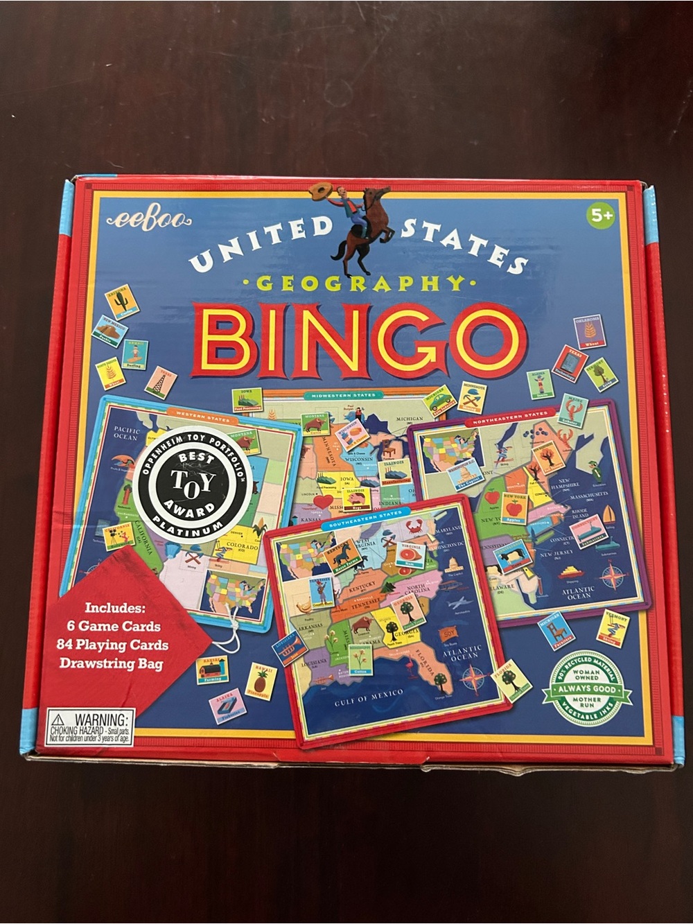 eeBoo United States Geography Bingo Complete Educational Game Ages 5+